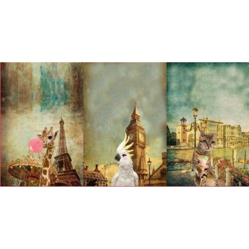 Panel 75 cm x 150 cm de Jersey de Algodón - Animales Ciudades