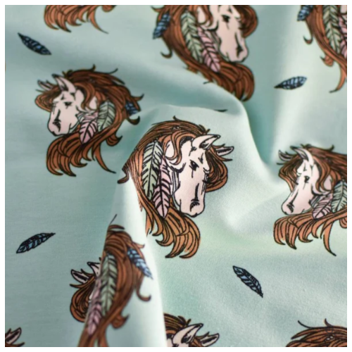 Tela French Terry de Algodón Orgánico - Caballos 2