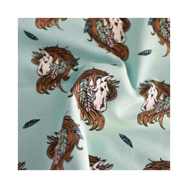 Tela French Terry de Algodón Orgánico - Caballos