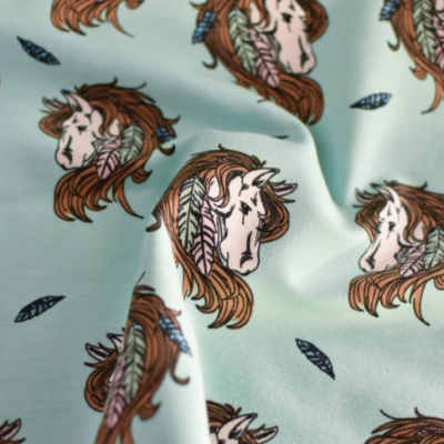 Tela French Terry de Algodón Orgánico - Caballos