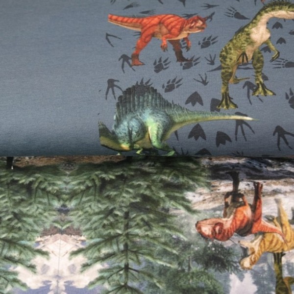 Panel 100 cm x 150 cm de Frengh Terry de Algodón - Dinosaurios