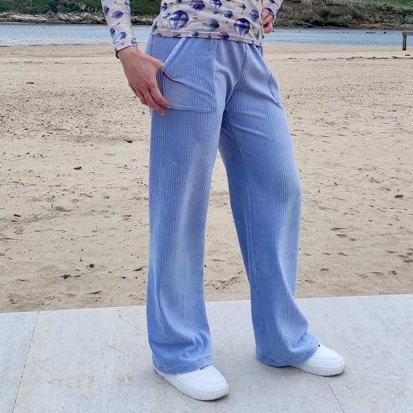 Tela Jersey de Pana ancha - Azul bebé