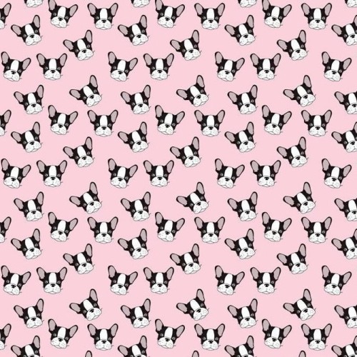 Tela Algodón - Estampado - Bulldog rosa