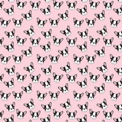 Tela Algodón - Estampado - Bulldog rosa