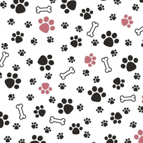 Tela Algodón - Estampado - Huellas Perro