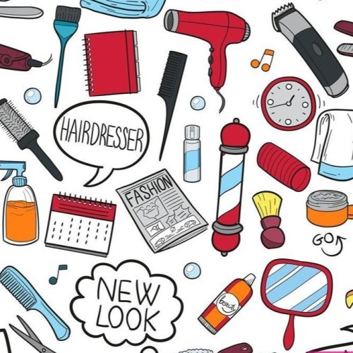 Tela Algodón - Estampado - profesiones - Peluquera - Barbero