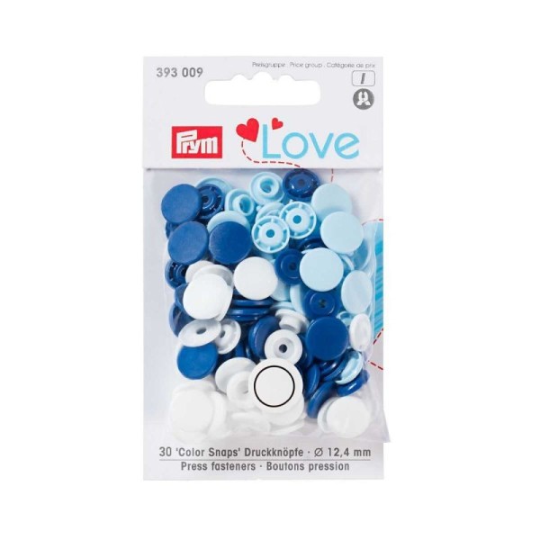 Pack multicolor Botones de presión - Prym Love - 393009 - marino/celeste/blanco