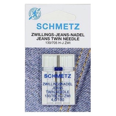 Aguja gemela SCHMETZ Jeans para tejidos vaqueros - Twin 4.0/100