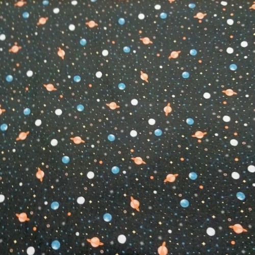 Popelin de algodón tecnosani - hidrófugo y antibacteriano - Planetas - Universo