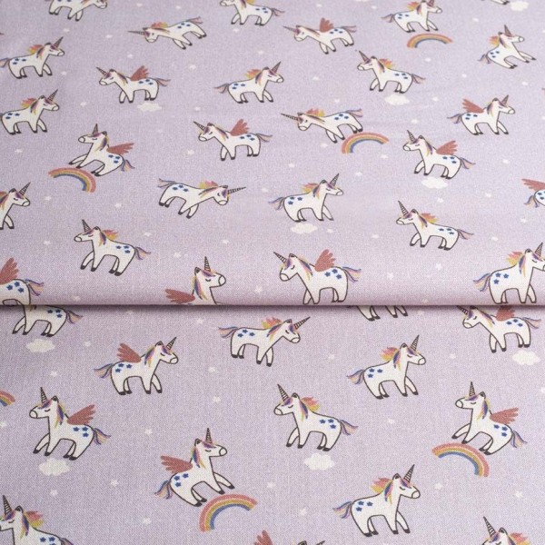 Popelin de algodón tecnosani - hidrófugo y antibacteriano - Unicornios rosa