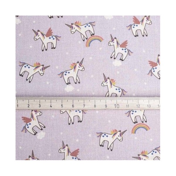 Popelin de algodón tecnosani - hidrófugo y antibacteriano - Unicornios rosa