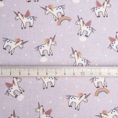 Popelin de algodón tecnosani - hidrófugo y antibacteriano - Unicornios rosa