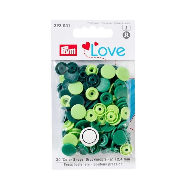 Pack multicolor Botones de presión - Prym Love - 393001 - Verdes