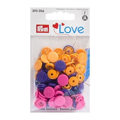Pack multicolor Botones de presión - Prym Love - 393006 - rosa fucsia/naranja/morado