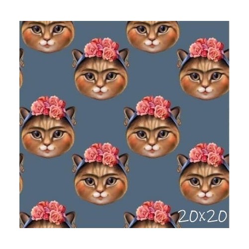 Tela Jersey de Algodón - Gatos Frida 2
