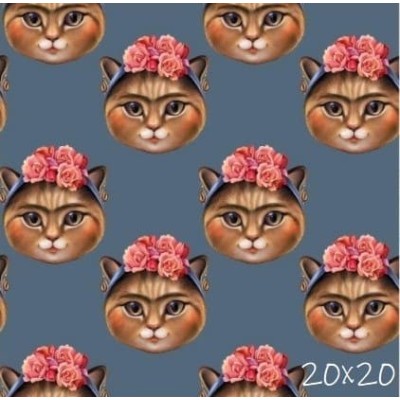 Tela Jersey de Algodón - Gatos Frida