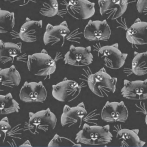 Tela Algodón - Patchwork - Caras Gatos negro