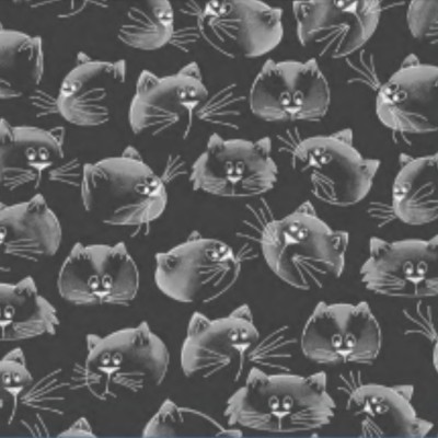 Tela Algodón - Patchwork - Caras Gatos negro