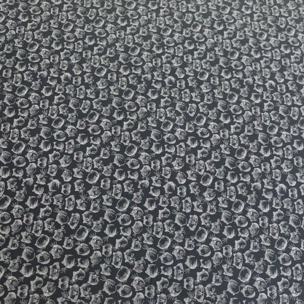 Tela Algodón - Patchwork - Caras Gatos negro