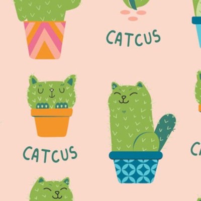 Tela Algodón - Patchwork - Gatos Catcus