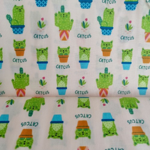 Tela Algodón - Patchwork - Gatos Catcus 2