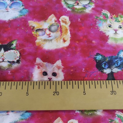 Tela Algodón - Patchwork - Gatos rosa