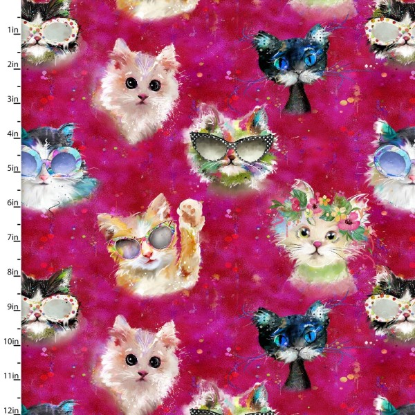 Tela Algodón - Patchwork - Gatos rosa