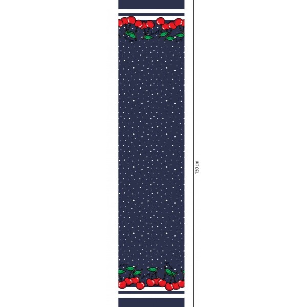 Tela Jersey de Algodón - punto de camiseta - cenefa Cerezas navy