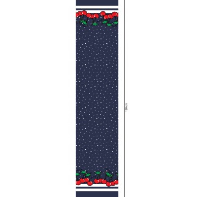 Tela Jersey de Algodón - punto de camiseta - cenefa Cerezas navy