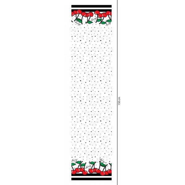 copia de Tela Jersey de Algodón - punto de camiseta - cenefa Cerezas blanco