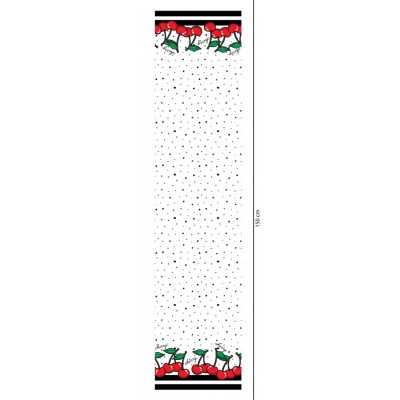 copia de Tela Jersey de Algodón - punto de camiseta - cenefa Cerezas blanco