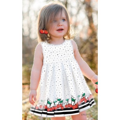 copia de Tela Jersey de Algodón - punto de camiseta - cenefa Cerezas blanco